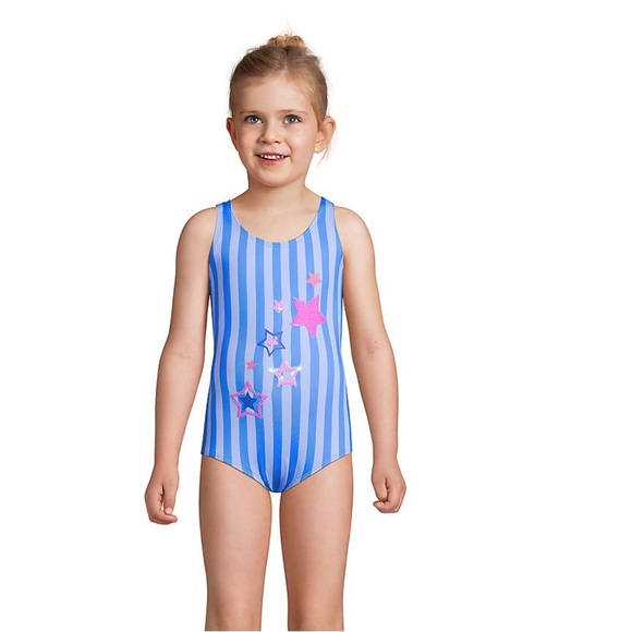 New Girls Sequin Graphic UPF 50 Tugless One Piece